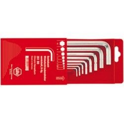 Jeu de clés coudées à 6 pans, dans un boîtier coulissant en plastique, Quantité : 7 pièces, Contenu 2 2,5 3 4 5 6 8 mm