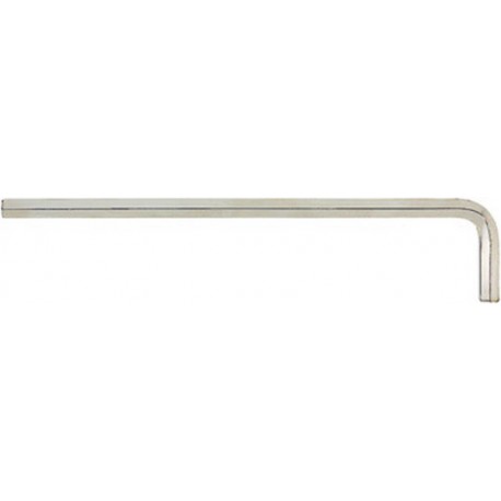 Clé coudée à 6 pans, modèle long, nickelé, Cote s/plats : 4 mm, Long. des branches 142 x 29 mm