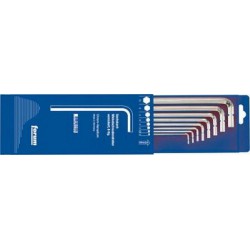 Jeu de clés coudées à 6 pans, modèle long, dans étui coulissant en plastique, 8 pièces, Contenu : 2 2,5 3 4 5 6 8 10 mm