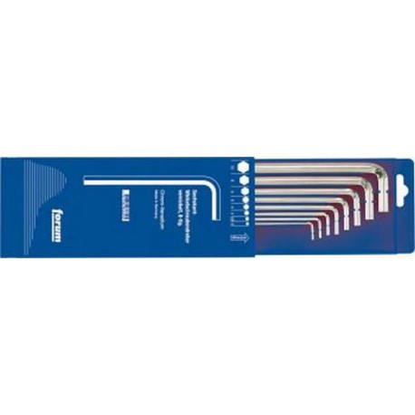 Jeu de clés coudées à 6 pans, modèle long, dans étui coulissant en plastique, 8 pièces, Contenu : 2 2,5 3 4 5 6 8 10 mm