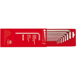 Jeu de clés coudées à 6 pans, modèle long, dans boîtier coulissant en plastique, 8 pièces, Contenu : 2 2,5 3 4 5 6 8 10 mm