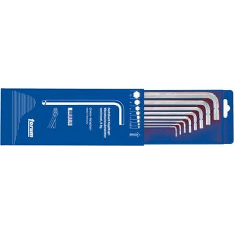 Jeu de clés coudées à 6 pans, à tête sphérique, modèle long, 8 pièces, Contenu : 2 2,5 3 4 5 6 8 10 mm