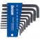 Jeu de clés coudées TORX®, 9 pièces, dans support en plastique, Contenu : T 8 T 9 T 10 T 15 T 20 T 25 T 27 T 30 T 40