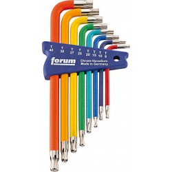 Jeu de clés coudées TORX® à tête sphérique, verni, Quantité : 8 pièces, Contenu T 9 T 10 T 15 T 20 T 25 T 27 T 30 T 40
