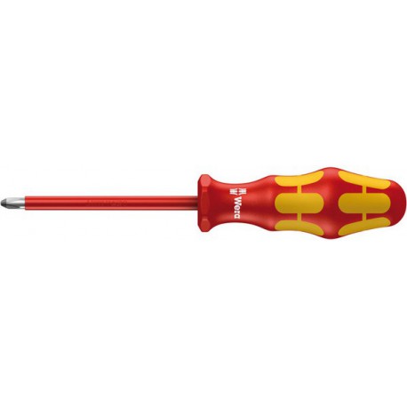Tournevis cruciforme PZ VDE, avec lame ronde, Dimensions : PZ 2, Long. de la lame 100 mm, Long. totale 205 mm, Ø de la lame : 6,0 mm