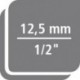 Douille VDE 1/2'', Cote s/plats : 12 mm, Long. 54 mm