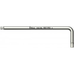 Clé coudée à 6 pans, à tête sphérique, acier inoxydable, Cote s/plats : 10 mm, Long. des branches 219 x 40 mm