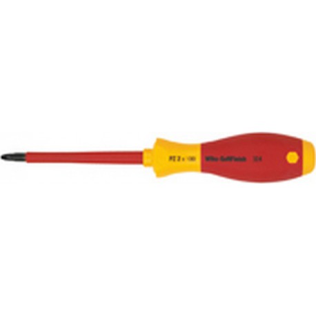 Tournevis cruciforme PZ VDE, avec lame ronde, Dimensions : PZ 1, Long. de la lame 80 mm, Long. totale 191 mm, Ø de la lame : 6,3 mm
