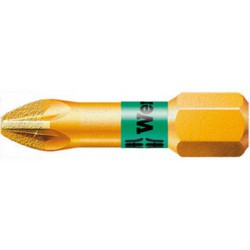Embout diamanté, avec zone de Bi-torsion pour vis cruciforme 1/4'' PZ, Dimensions : PZ 1, Long. totale 25 mm