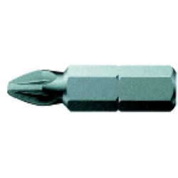 Embout semi-dur, pour vis cruciforme 1/4'' PZ, Dimensions : PZ 0, Long. totale 25 mm