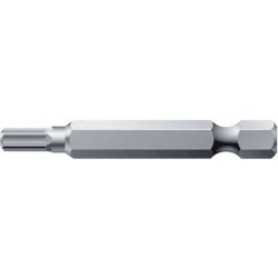 Embout semi-dur pour vis à 6 pans femelle 1/4'', 50 mm de Long. totale, Cote s/plats : 5,0 mm, Long. totale 50 mm
