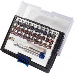 Assortiment d'embouts dans boîte pliable à 180°, avec code couleur, 31 pièces