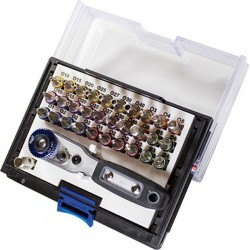 Assortiment d'embouts dans boîte pliable à 180°, avec code couleur, 32 pièces