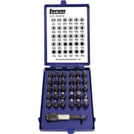 Assortiment d'embouts, mélangé, avec mandrin à serrage rapide, fente/empreinte cruciforme PH et PZ/TORX®, 31 pièces