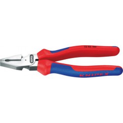 Pince universelle démultipliée, tête polie, poignées à gaine en plastique, Long. : 200 mm, Capacité de coupe pour fil dur Ø 2,8 mm, corde à piano Ø 2,2 mm