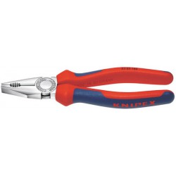 Pince universelle en acier spécial pour outils, tête chromée, poignées à gaine en plastique, Long. : 200 mm, Capacité de coupe du Ø du fil dur 2,5 mm
