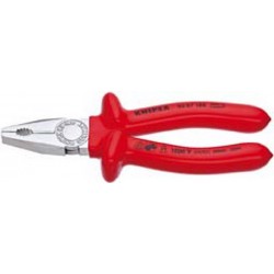 Pince universelle VDE, en acier spécial pour outils, tête chromée, poignées isolées par immersion, Long. : 180 mm