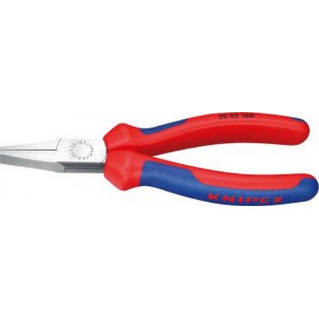 Pince à becs plats, tête polie, poignées à gaine en plastique, Long. : 140 mm