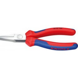 Pince à becs plats, tête polie, poignées à gaine en plastique, Long. : 160 mm