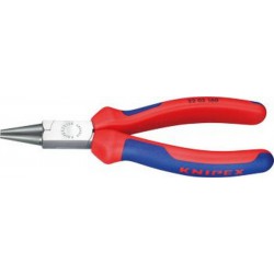Pince à becs ronds, tête polie, poignées à gaine en plastique, Long. : 140 mm