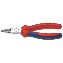 Pince à becs ronds. Tête chromée, poignées à gaine en plastique, Long. : 160 mm