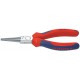 Pince à longs becs, à becs longs, ronds, en acier électrique au chrome vanadium, tête chromée, poignées à gaine en plastique, Long. : 140 mm