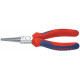 Pince à longs becs, à becs longs, ronds, en acier électrique au chrome vanadium, tête chromée, poignées à gaine en plastique, Long. : 160 mm