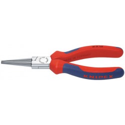 Pince à longs becs, à becs longs, ronds, en acier électrique au chrome vanadium, tête chromée, poignées à gaine en plastique, Long. : 160 mm
