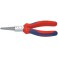Pince à longs becs, à becs longs, ronds, en acier électrique au chrome vanadium, tête chromée, poignées à gaine en plastique, Long. : 160 mm