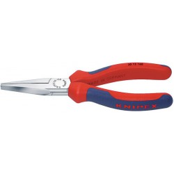 Pince à longs becs, en acier électrique au chrome vanadium, tête chromée, poignées à gaine en plastique, Long. : 140 mm, Long. des becs 42,0 mm