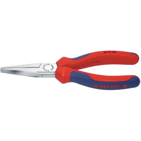 Pince à longs becs, en acier électrique au chrome vanadium, tête chromée, poignées à gaine en plastique, Long. : 140 mm, Long. des becs 42,0 mm