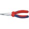 Pince à longs becs, en acier électrique au chrome vanadium, tête chromée, poignées à gaine en plastique, Long. : 140 mm, Long. des becs 42,0 mm