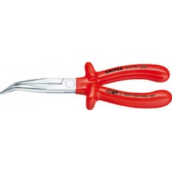 Pince bec de cigogne VDE, courbée à 40°, acier électrique au vanadium, de forme stable, tête chromée, poignées isolées par immersion, Long. : 200 mm