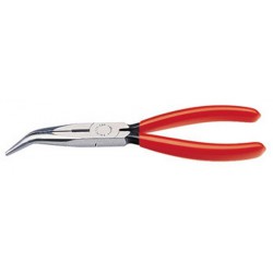 Pince bec de cigogne, courbée à 40°, acier électrique au vanadium, tête polie, poignées à gaine en plastique, Long. : 200 mm