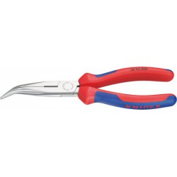 Pince bec de cigogne, courbée à 40°, en acier électrique au vanadium, de forme stable, tête polie, poignée gainée de matière plastique multi-composant