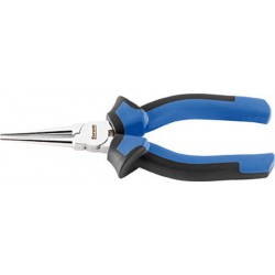 Pince à longs becs, à becs longs, ronds, en acier au chrome vanadium, tête chromée, poignées à gaine en plastique, Long. : 160 mm, Long. des becs 41,0 mm