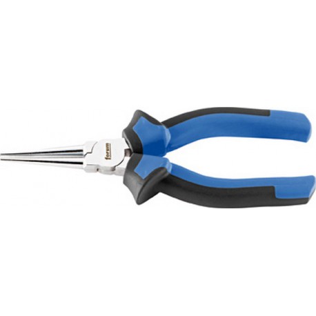 Pince à longs becs, à becs longs, ronds, en acier au chrome vanadium, tête chromée, poignées à gaine en plastique, Long. : 160 mm, Long. des becs 41,0 mm