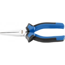 Pince à longs becs, A. chrome vanadium, tête chromée, poignées à gaine en plastique, Long. : 160 mm, Long. des becs 46,5 mm