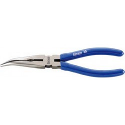 Pince bec de cigogne, courbée à 45°, en acier électrique au chrome vanadium, tête polie, poignées à gaine en plastique, Long. : 200 mm