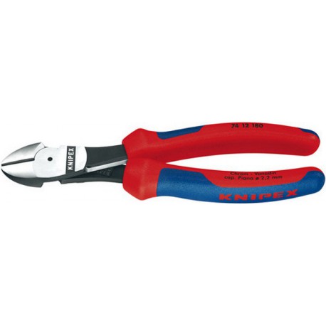 Pince coupante latérale démultipliée, Long. : 160 mm, Capacité de coupe pour fil semi-dur Ø 3,4 mm, fil dur Ø2,5 mm, corde à piano Ø 2,0 mm