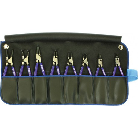 Jeu de pinces pour circlips, en acier au chrome vanadium, Quantité : 8 pièces