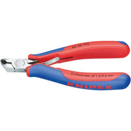 Pince coupante frontale électronique, Modèle : avec petite facette, tête courte, courbée à 27°, Long. 115 mm
