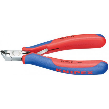 Pince coupante frontale électronique, Modèle : sans facette, tête courte, courbée à 27°, Long. 115 mm, Capacité de coupe du Ø du fil souple 1,3 mm