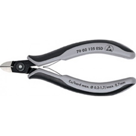 Pince coupante latérale de précision pour électronicien ESD, à biseau, Modèle à petite facette, tête ronde, Long. 125 mm