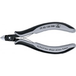 Pince coupante latérale de précision pour électronicien ESD, à biseau, Modèle à petite facette, tête mini, Long. 120 mm