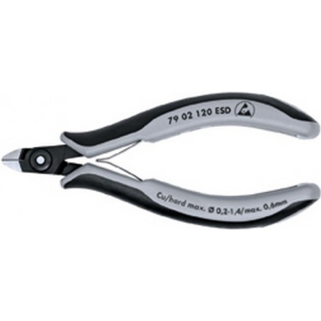 Pince coupante latérale de précision pour électronicien ESD, à biseau, Modèle à petite facette, tête mini, Long. 120 mm