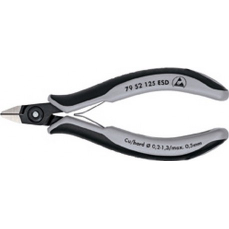 Pince coupante latérale de précision pour électronicien ESD, à biseau, Modèle à très petite facette, tête pointue, Long. 125 mm