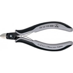 Pince coupante latérale de précision pour électronicien ESD, à biseau, Modèle à petite facette, tête ronde, Long. 125 mm