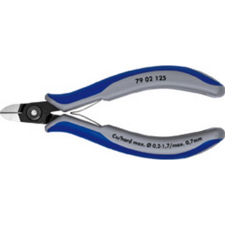 Pince coupante latérale de précision pour l'électronique, Modèle à petite facette, tête ronde, Long. 125 mm