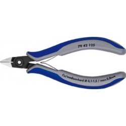 Pince coupante latérale de précision pour l'électronique, sans facette, Modèle sans biseau, tête pointue, Long. 125 mm